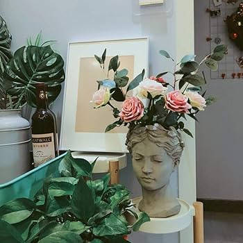 Amazon.co.jp: 装飾ギリシャの彫刻、樹脂多肉植物プランター女性